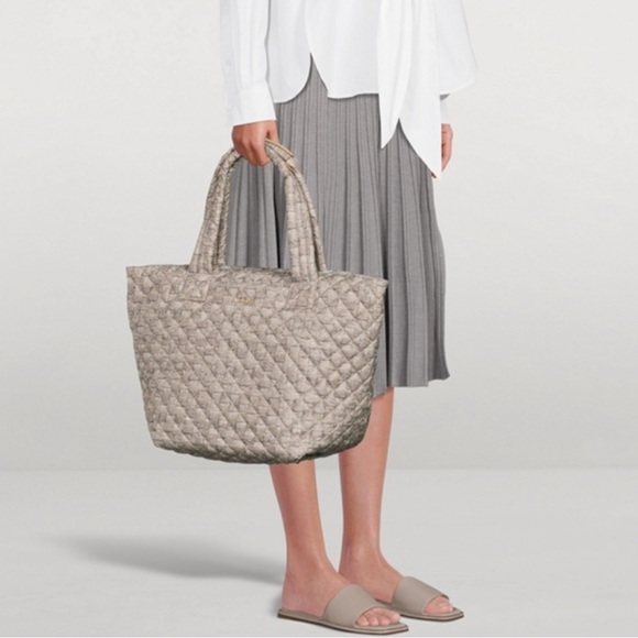 MZ Wallace Nylon Quilted Medium Metro Tote Bag - Taupe - Picture 5 of 11